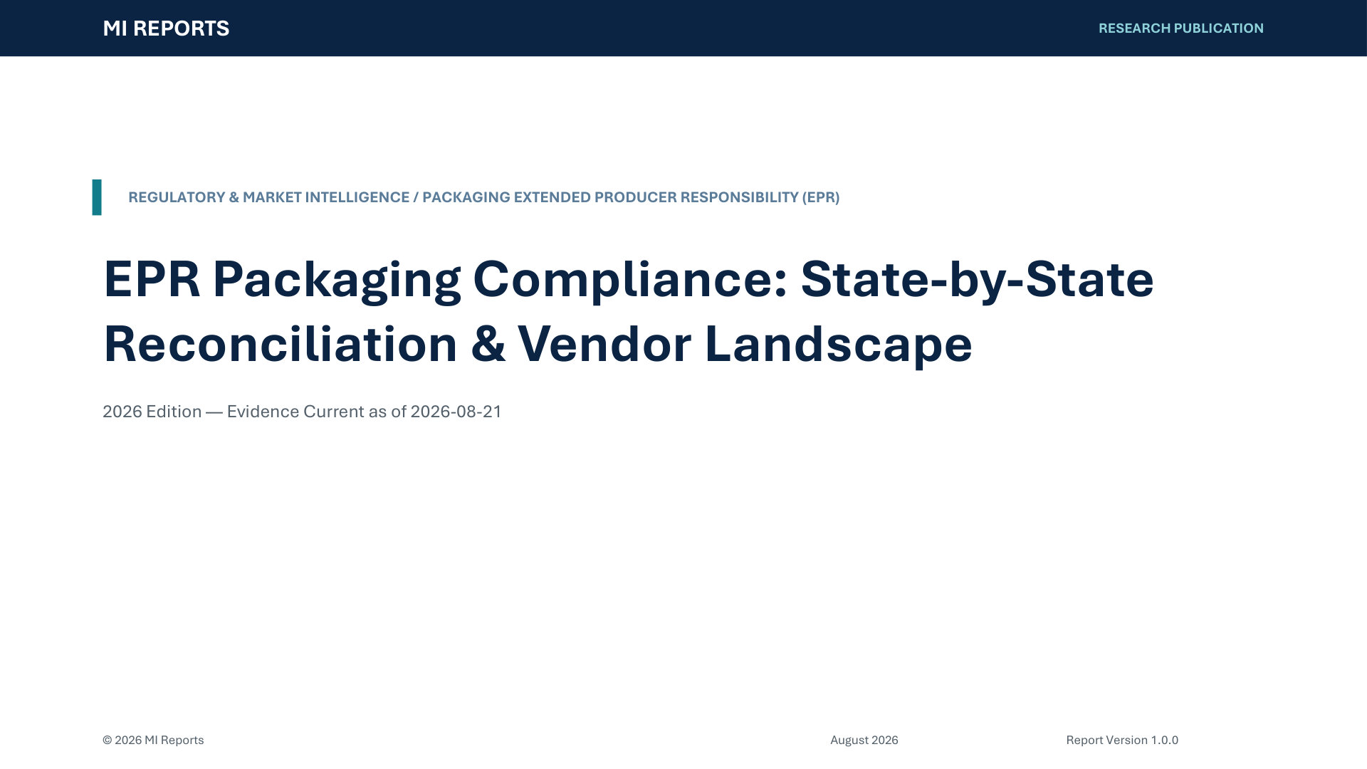 EPR Packaging Compliance: State-by-State Reconciliation & Vendor Landscape — cover page