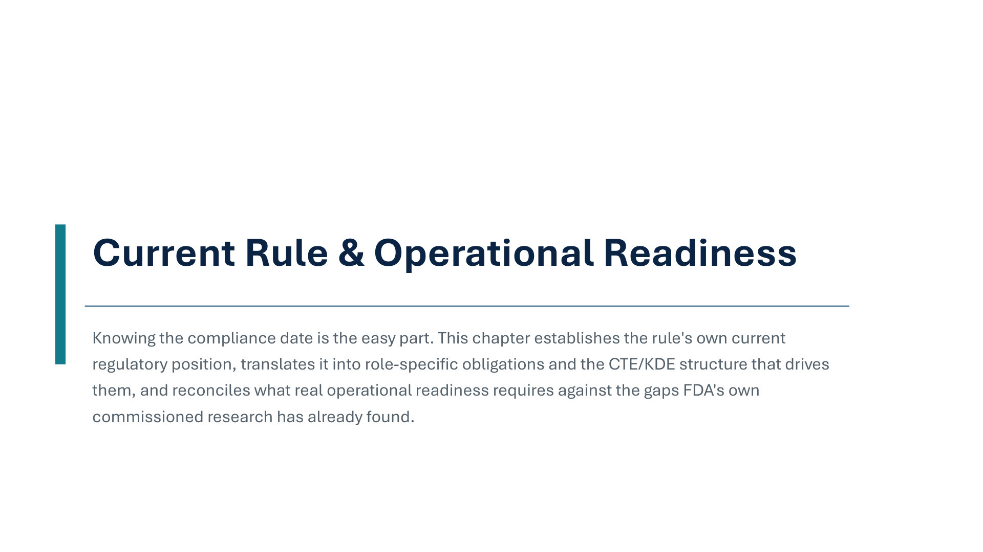 FSMA 204: Food Traceability Rule — Compliance Readiness, Technology & Provider Landscape — report structure
